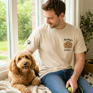 Custom Goldendoodle Portrait Shirt - Personalized Embroidered Photo Tee for Dog Dad