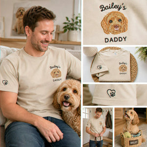 Custom Goldendoodle Portrait Shirt - Personalized Embroidered Photo Tee for Dog Dad