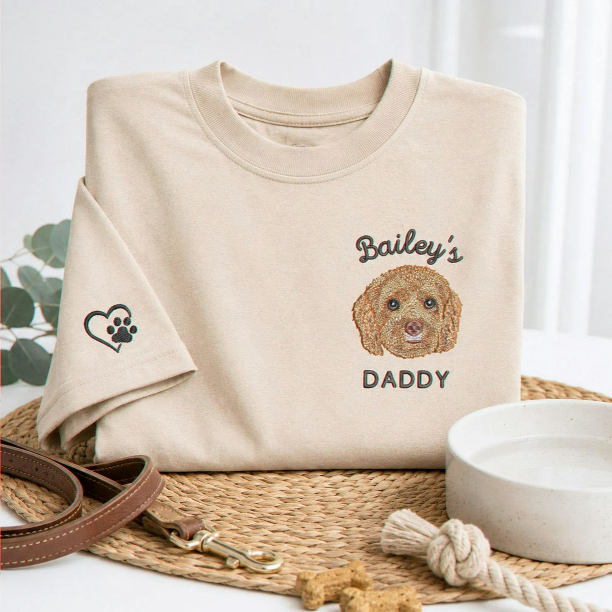Custom Goldendoodle Portrait Shirt - Personalized Embroidered Photo Tee for Dog Dad