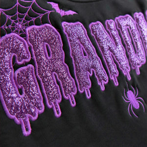 Grandma Glitter Applique Halloween Sweatshirt, Spooky Dripping Nana Crewneck, Family Halloween Gift