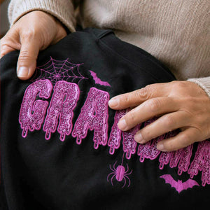 Grandma Glitter Applique Halloween Sweatshirt, Spooky Dripping Nana Crewneck, Family Halloween Gift