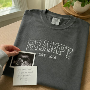 Grampy T-Shirt or Sweatshirt Embroidered for New Grandpa - Father's Day Gift for Husband from Wife, Daughter-in-Law