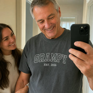 Grampy T-Shirt or Sweatshirt Embroidered for New Grandpa - Father's Day Gift for Husband from Wife, Daughter-in-Law