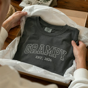 Grampy T-Shirt or Sweatshirt Embroidered for New Grandpa - Father's Day Gift for Husband from Wife, Daughter-in-Law
