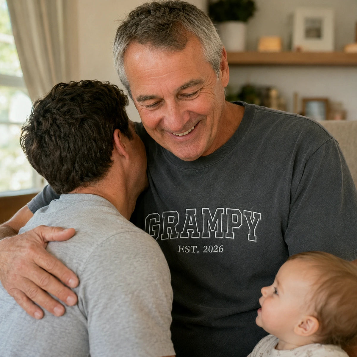 Grampy T-Shirt or Sweatshirt Embroidered for New Grandpa - Father's Day Gift for Husband from Wife, Daughter-in-Law