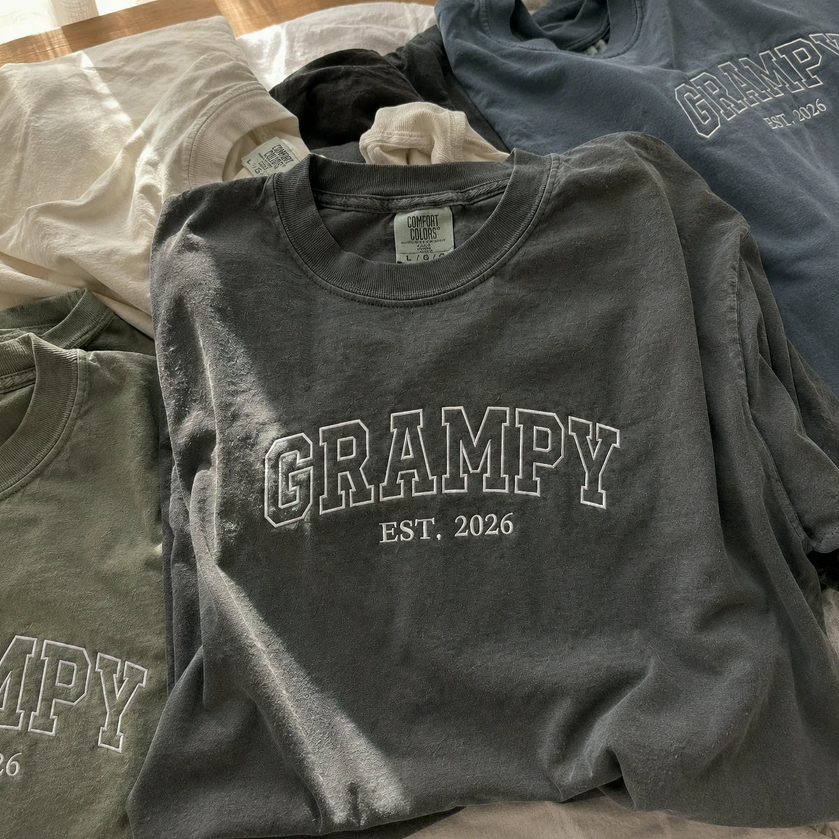 Grampy T-Shirt or Sweatshirt Embroidered for New Grandpa - Father's Day Gift for Husband from Wife, Daughter-in-Law