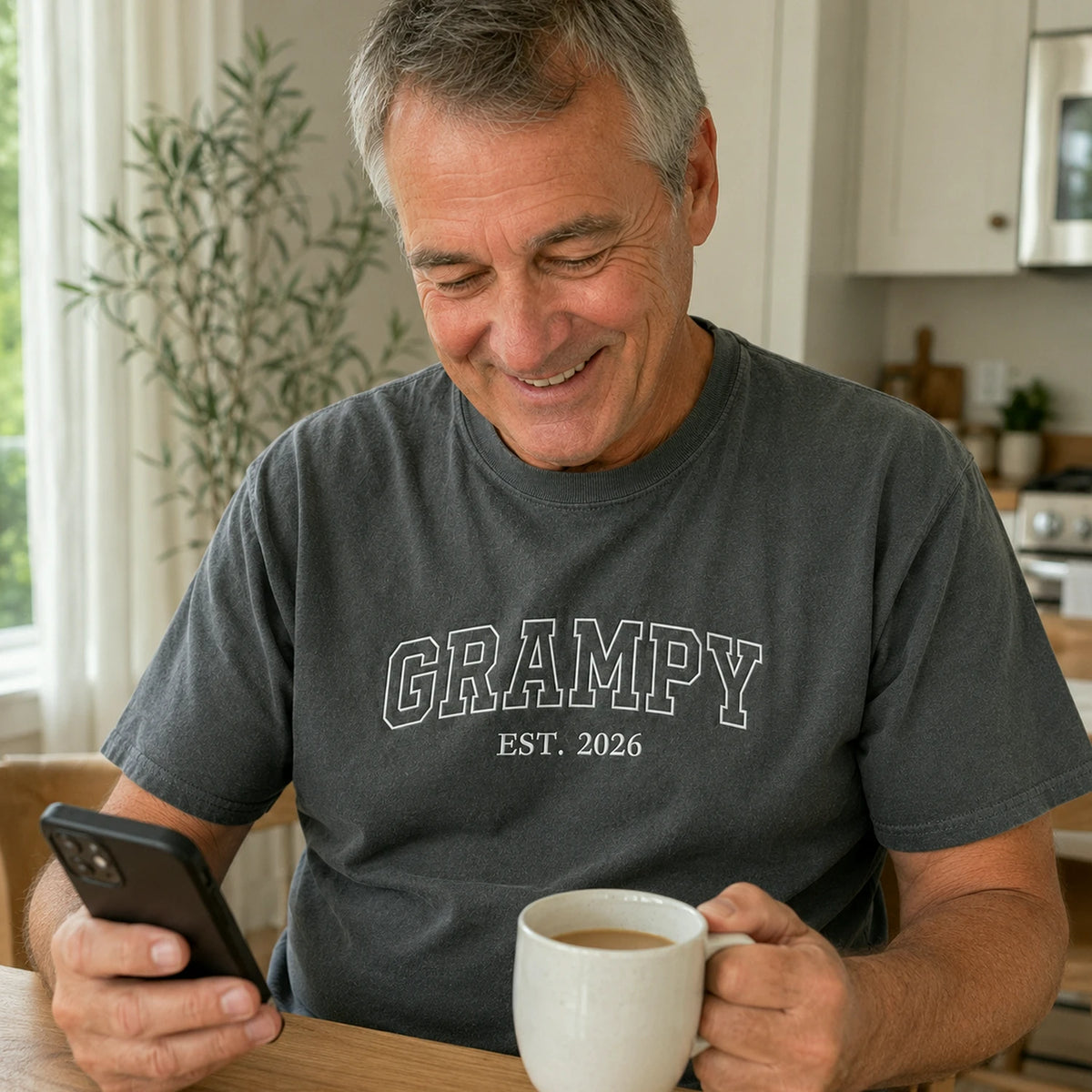 Grampy T-Shirt or Sweatshirt Embroidered for New Grandpa - Father's Day Gift for Husband from Wife, Daughter-in-Law