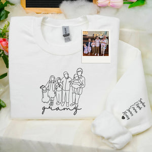 Custom Gramz Photo Line Art Embroidered Sweatshirt Hoodie - Personalized Mother's Day 2026 Gift for Gramdma