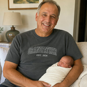 Custom GrandFather T-Shirt, Minimalist Embroidered New Grandpa Sweatshirt - Father's Day Gift for Him from Wife, Daughter, Daughter in law, Son
