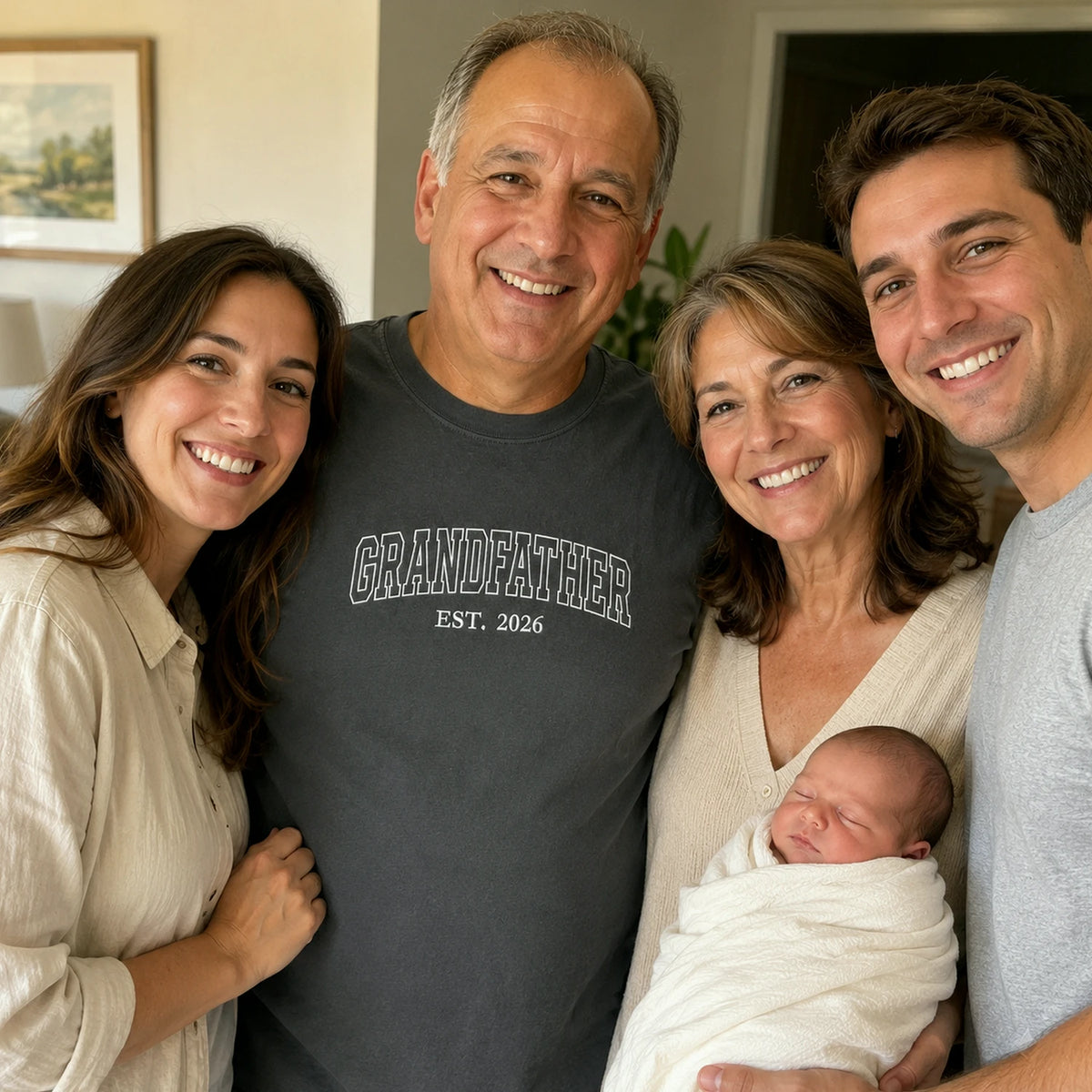 Custom GrandFather T-Shirt, Minimalist Embroidered New Grandpa Sweatshirt - Father's Day Gift for Him from Wife, Daughter, Daughter in law, Son