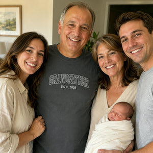 Custom GrandFather T-Shirt, Minimalist Embroidered New Grandpa Sweatshirt - Father's Day Gift for Him from Wife, Daughter, Daughter in law, Son