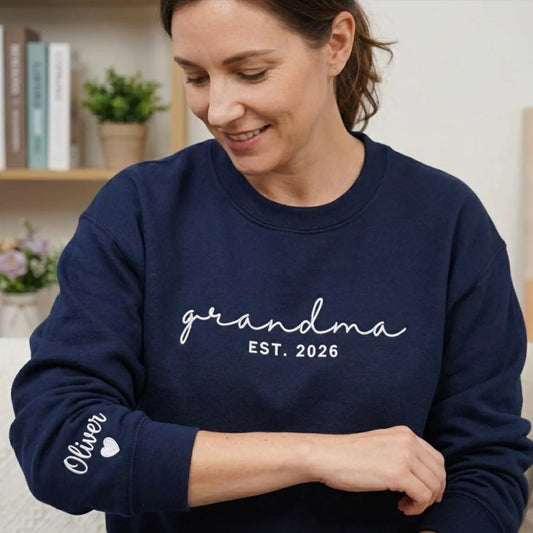 Personalized Grandma Sweatshirt - Embroidered Mother’s Day Gift for Mom from Daughter or Son