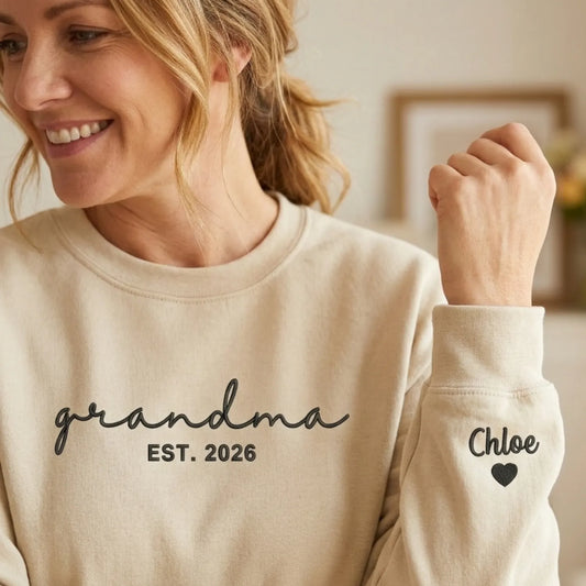 Custom Grandma Sweatshirt for Sister - Nana or Gigi Embroidered Mother’s Day Gift