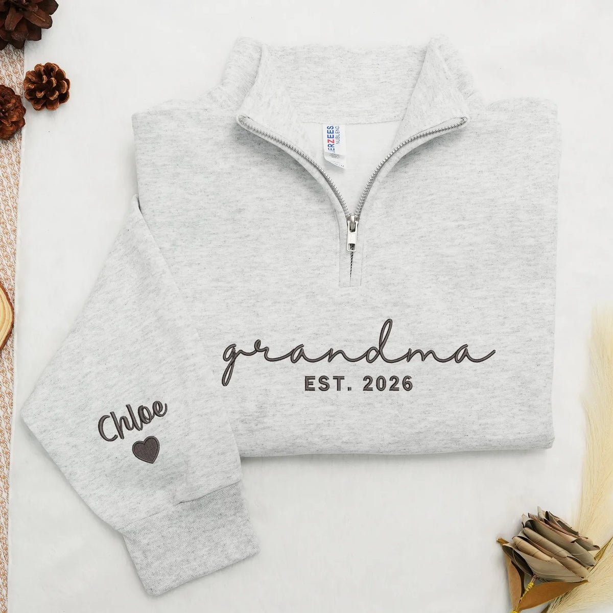 Personalized Gift for Grandma from Daughter, Son, Husband or Grandkids - Custom Grandma Embroidered Quarter-Zip