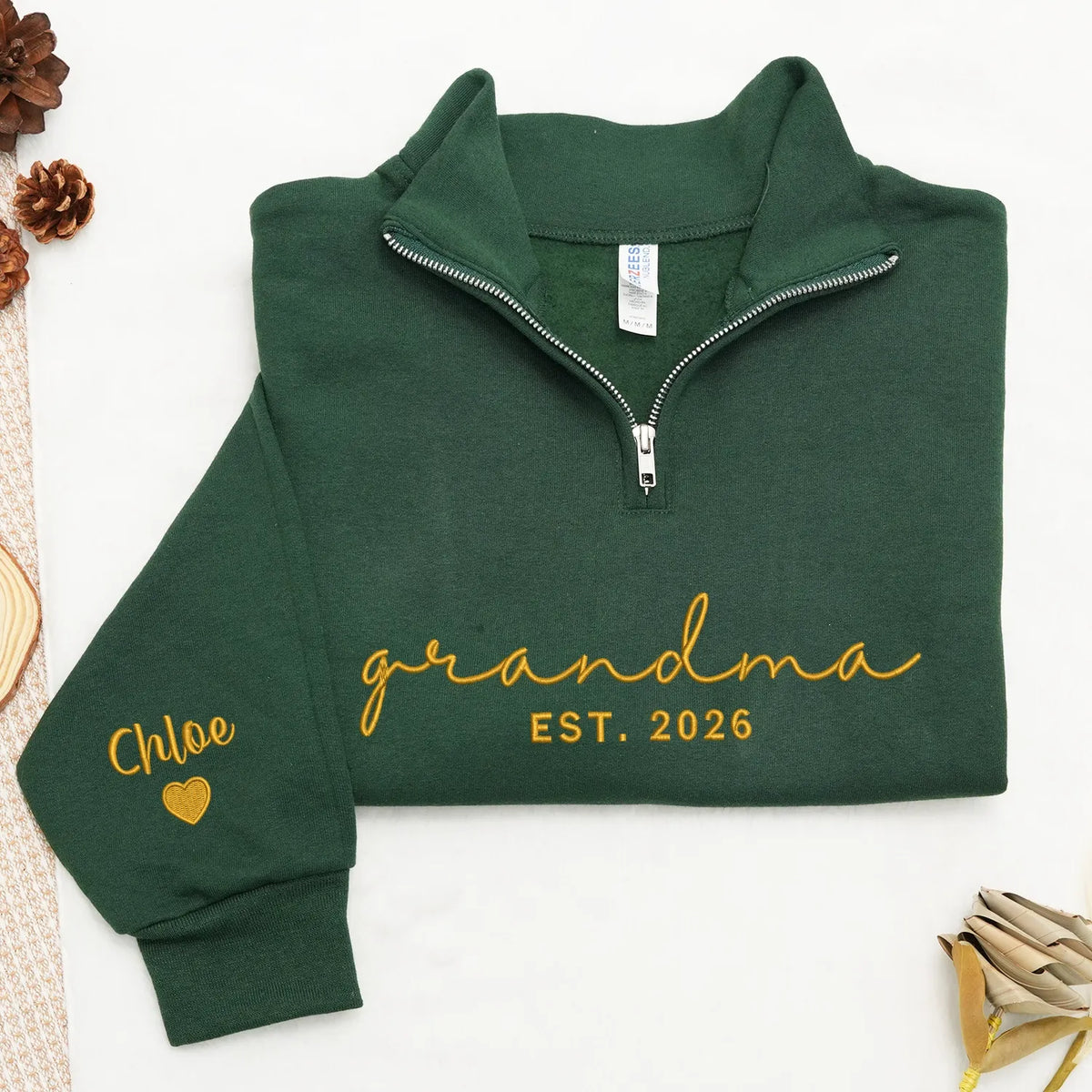 Personalized Gift for Grandma from Daughter, Son, Husband or Grandkids - Custom Grandma Embroidered Quarter-Zip