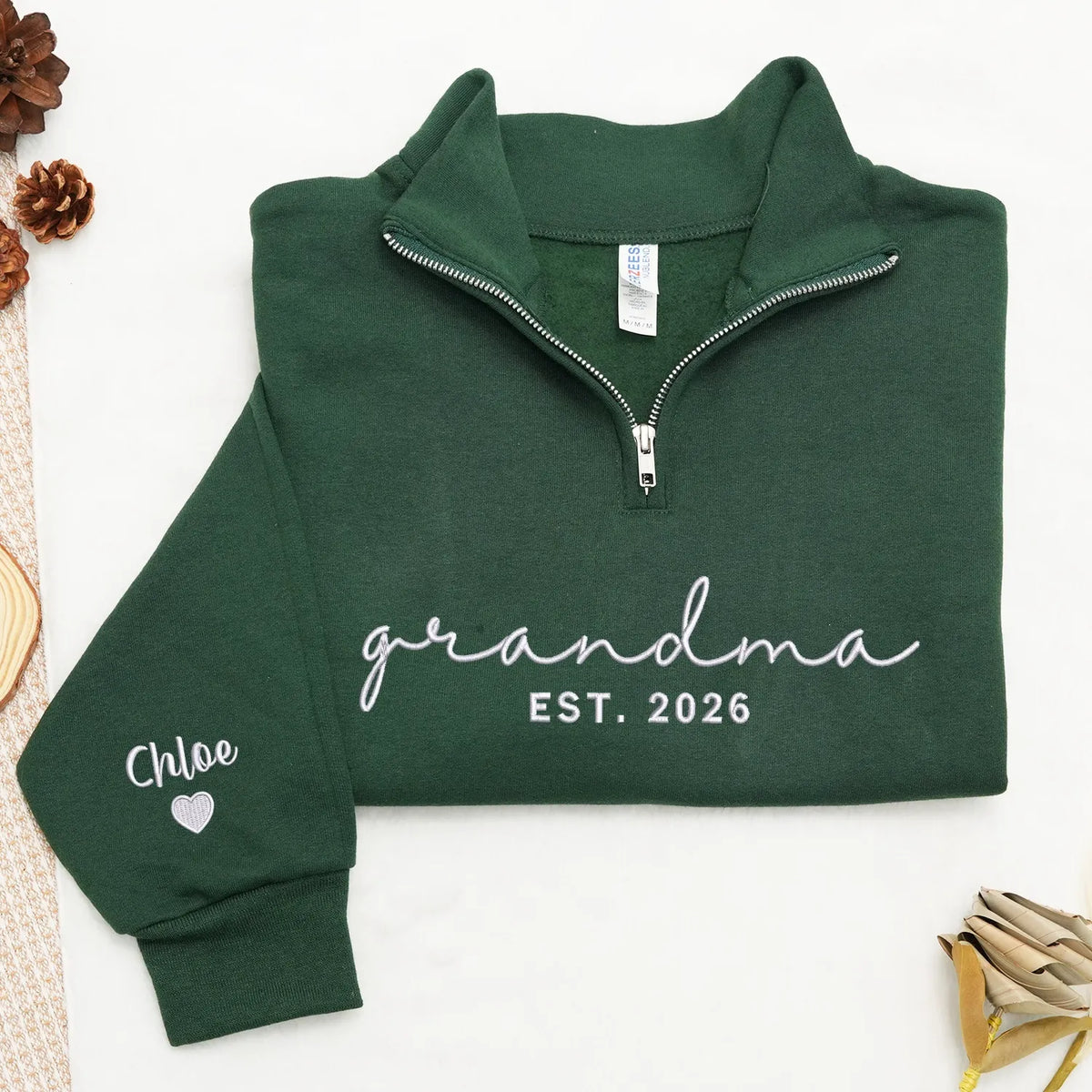 Personalized Gift for Grandma from Daughter, Son, Husband or Grandkids - Custom Grandma Embroidered Quarter-Zip