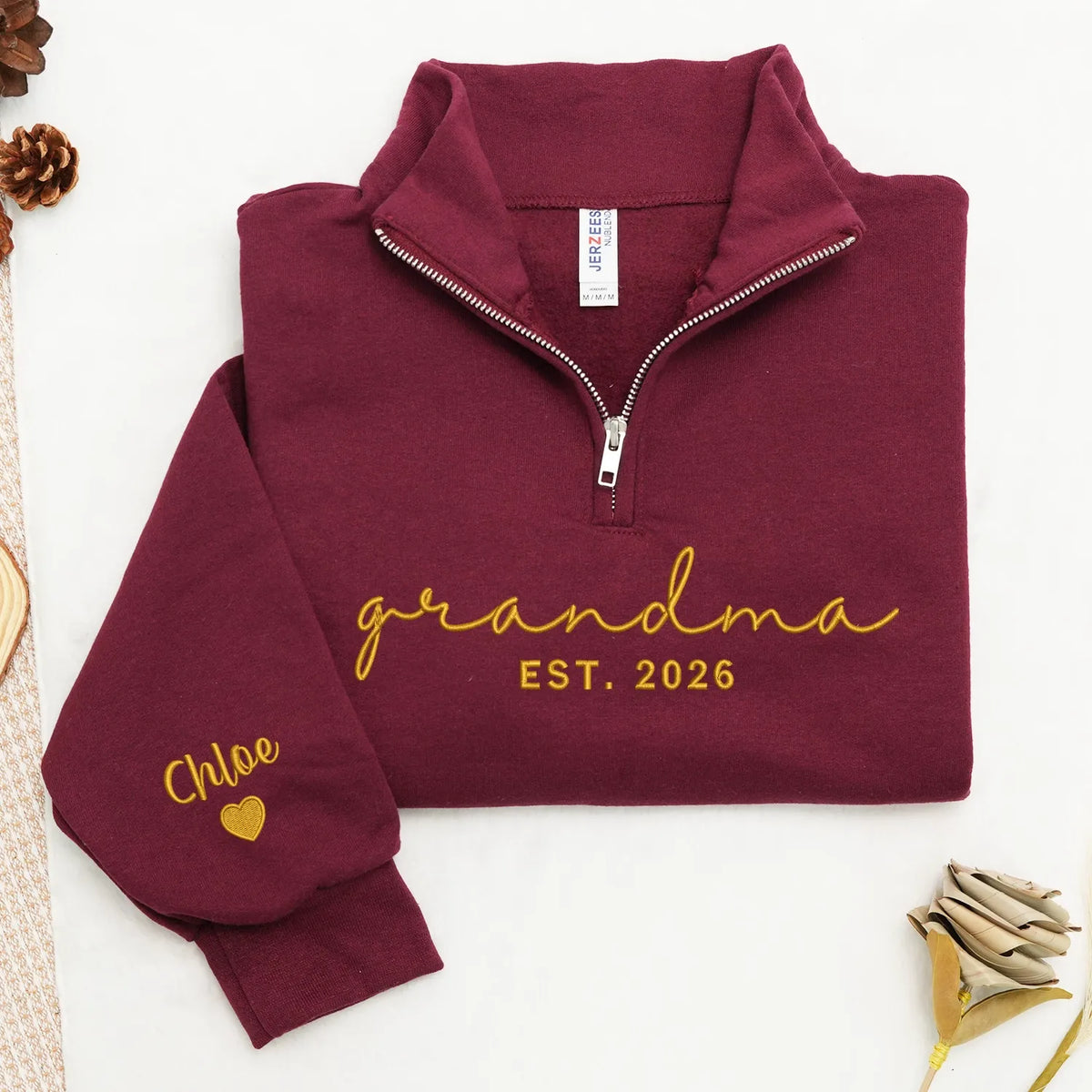 Personalized Gift for Grandma from Daughter, Son, Husband or Grandkids - Custom Grandma Embroidered Quarter-Zip