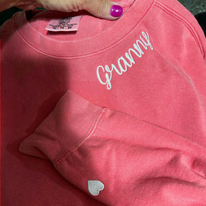 Personalized Grandma Grammy Sweatshirt with Grandkids Names, Embroidered Gift from Grandchildren