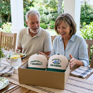 Promoted to Grandma Grandpa Snapback Hat, Embroidered Est Year Baseball Cap, Gift To New Grandparents
