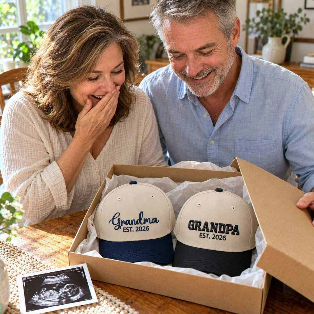 Matching Grandma Grandpa Snapback Hat, Embroidered EST Year Baseball Cap, Promoted To Grandparents Gift