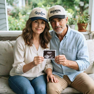 Matching Grandma Grandpa Snapback Hat, Embroidered EST Year Baseball Cap, Promoted To Grandparents Gift