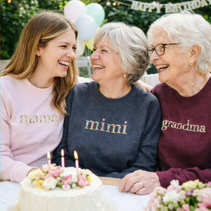 Custom Mama Floral Embroidered Sweatshirt with Kids Name, Personalized Mom or Grandma Gift