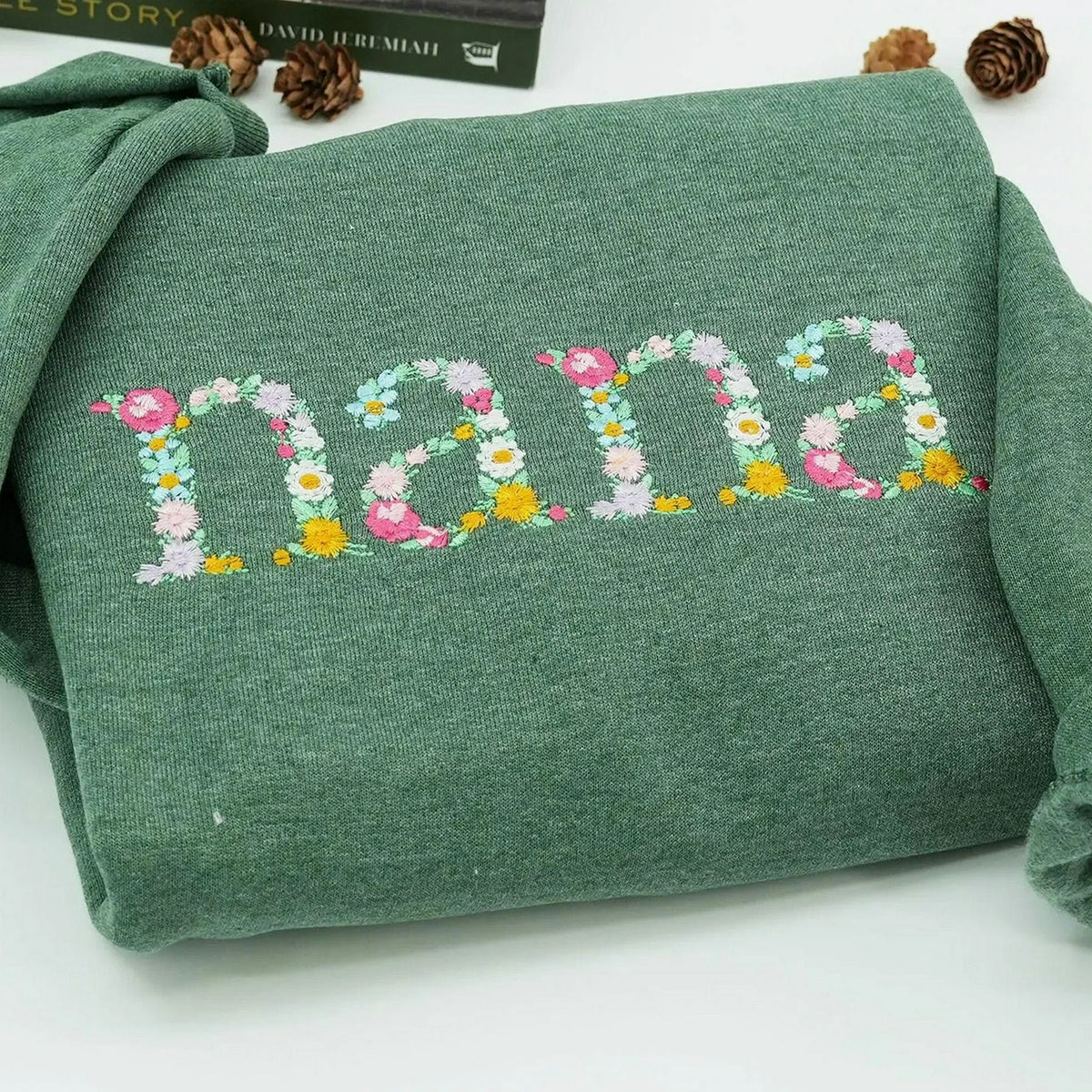 Custom Mama Floral Embroidered Sweatshirt with Kids Name, Personalized Mom or Grandma Gift