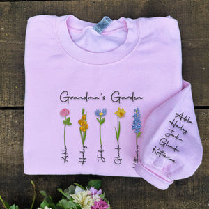 Custom Embroidered Grandma's Garden Sweatshirt or Hoodie