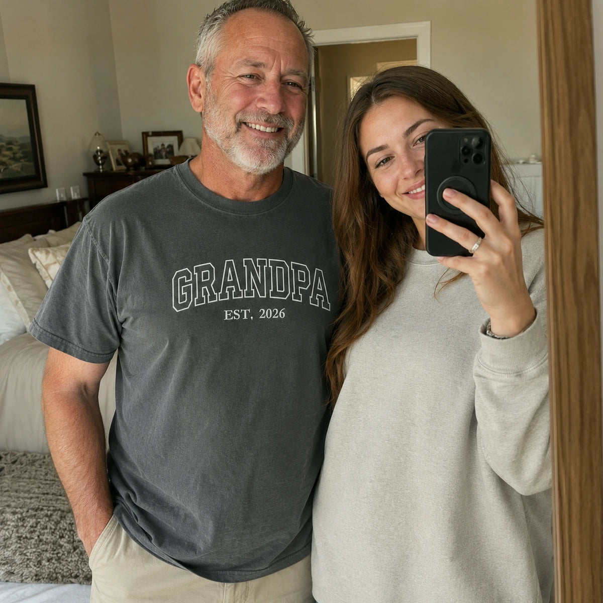 Custom Grandpa T-Shirt, Minimalist First Time Father's Day Gift for Him from Wife or Daughter, Sister