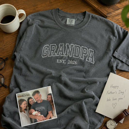 Custom Grandpa T-Shirt, Minimalist First Time Father's Day Gift for Him from Wife or Daughter, Sister