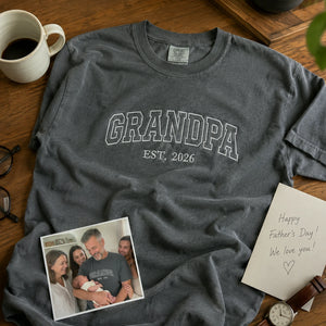 Custom Grandpa T-Shirt, Minimalist First Time Father's Day Gift for Him from Wife or Daughter, Sister