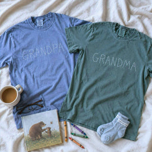 Custom Kids Drawing for Grandma Grandpa T-Shirt, Embroidered Drawing from Photo Gift for Grandparents' Day