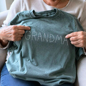 Custom Kids Drawing for Grandma Grandpa T-Shirt, Embroidered Drawing from Photo Gift for Grandparents' Day