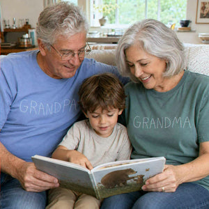 Custom Kids Drawing for Grandma Grandpa T-Shirt, Embroidered Drawing from Photo Gift for Grandparents' Day