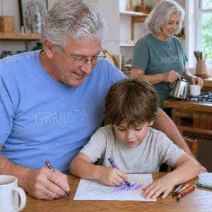 Custom Kids Drawing for Grandma Grandpa T-Shirt, Embroidered Drawing from Photo Gift for Grandparents' Day