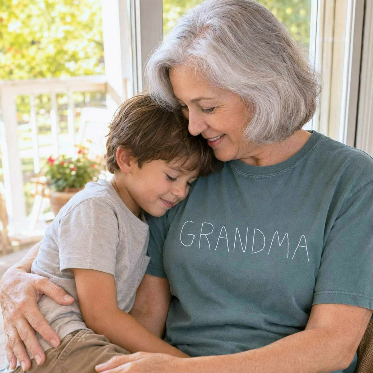 Custom Kids Drawing for Grandma Grandpa T-Shirt, Embroidered Drawing from Photo Gift for Grandparents' Day