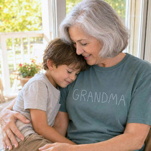Custom Kids Drawing for Grandma Grandpa T-Shirt, Embroidered Drawing from Photo Gift for Grandparents' Day