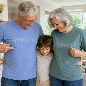 Custom Kids Drawing for Grandma Grandpa T-Shirt, Embroidered Drawing from Photo Gift for Grandparents' Day