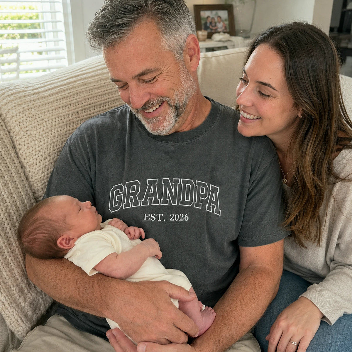 Custom Grandpa T-Shirt, Minimalist First Time Father's Day Gift for Him from Wife or Daughter, Sister
