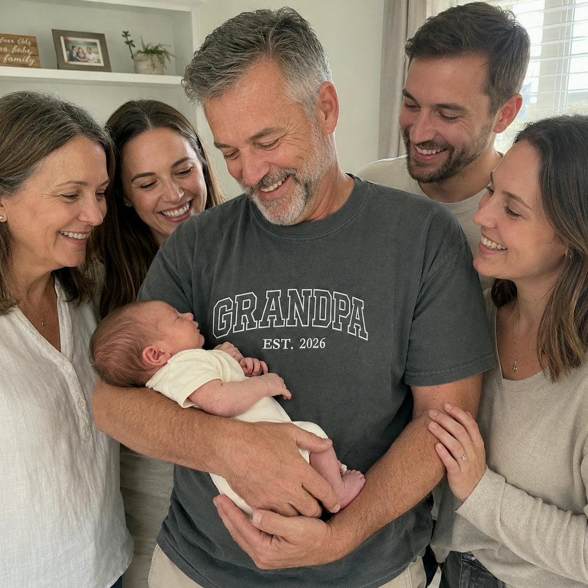 Custom Grandpa T-Shirt, Minimalist First Time Father's Day Gift for Him from Wife or Daughter, Sister