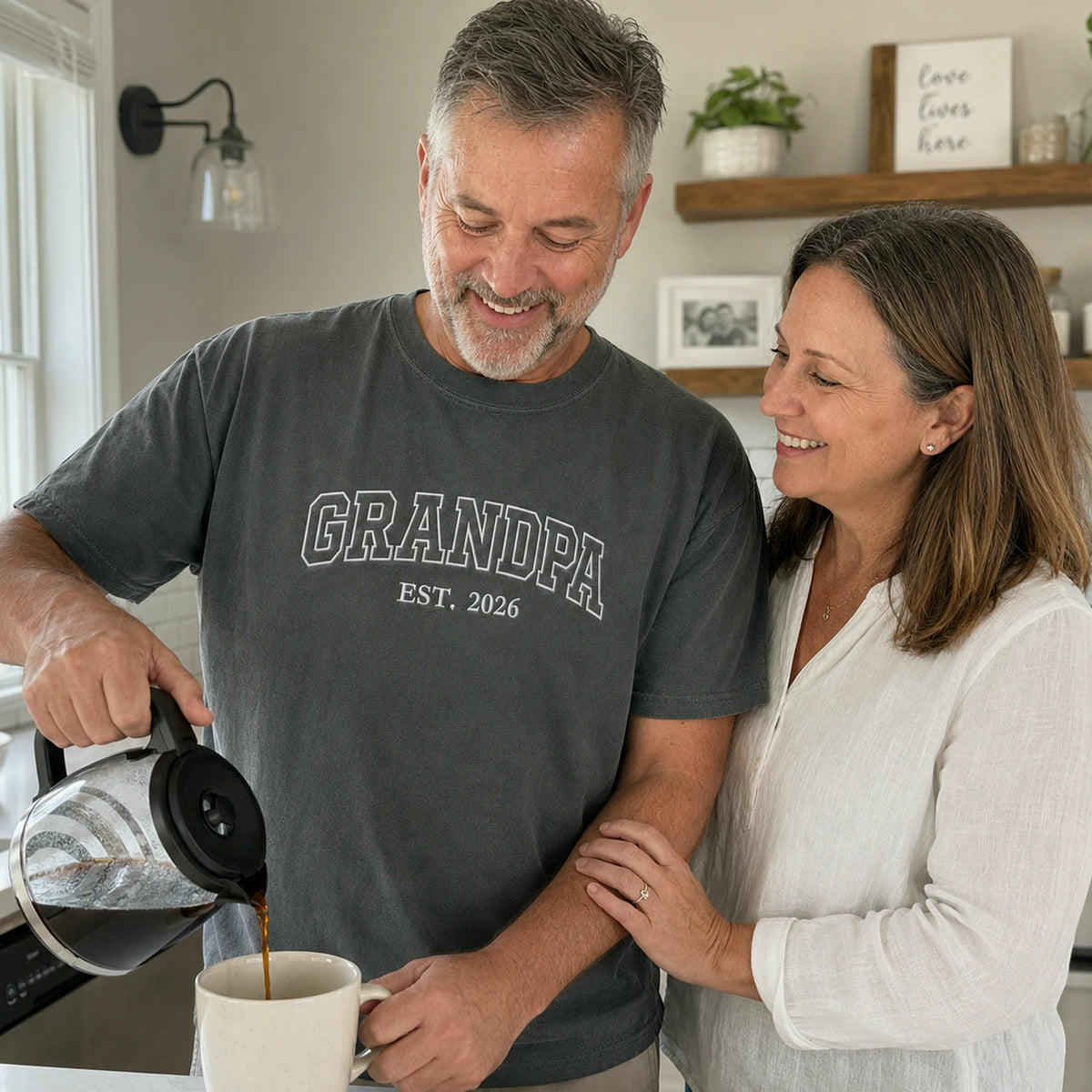 Custom Grandpa T-Shirt, Minimalist First Time Father's Day Gift for Him from Wife or Daughter, Sister