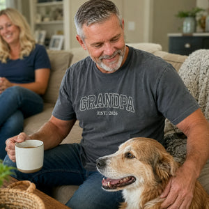 Custom Grandpa T-Shirt, Minimalist First Time Father's Day Gift for Him from Wife or Daughter, Sister