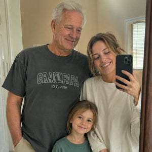 Custom Grandpapa T-Shirt, Minimalist Embroidered Grandpa Sweatshirt - Father's Day Gift for Him from Wife, Daughter, Sister