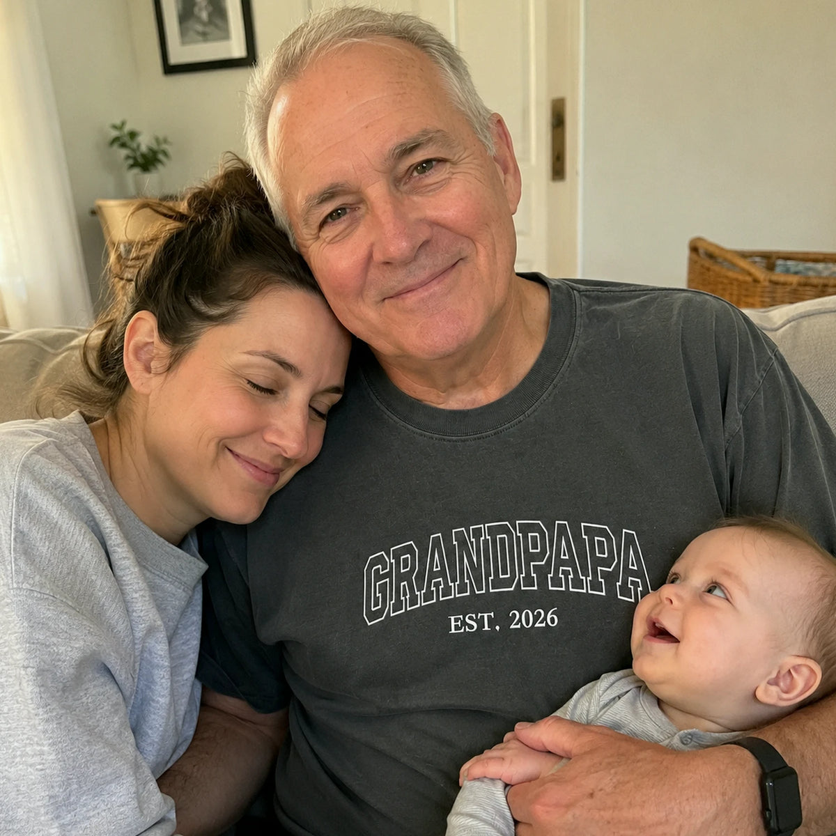 Custom Grandpapa T-Shirt, Minimalist Embroidered Grandpa Sweatshirt - Father's Day Gift for Him from Wife, Daughter, Sister