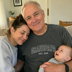 Custom Grandpapa T-Shirt, Minimalist Embroidered Grandpa Sweatshirt - Father's Day Gift for Him from Wife, Daughter, Sister