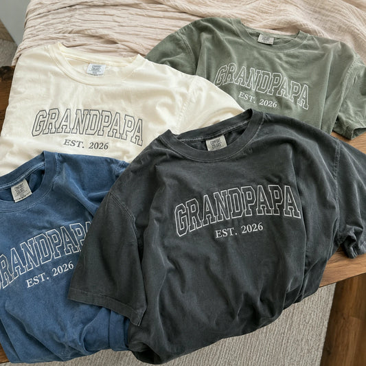 Custom Grandpapa T-Shirt, Minimalist Embroidered Grandpa Sweatshirt - Father's Day Gift for Him from Wife, Daughter, Sister