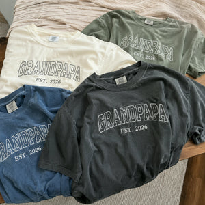 Custom Grandpapa T-Shirt, Minimalist Embroidered Grandpa Sweatshirt - Father's Day Gift for Him from Wife, Daughter, Sister