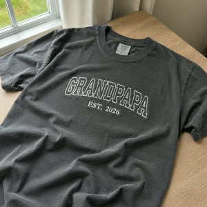 Custom Grandpapa T-Shirt, Minimalist Embroidered Grandpa Sweatshirt - Father's Day Gift for Him from Wife, Daughter, Sister