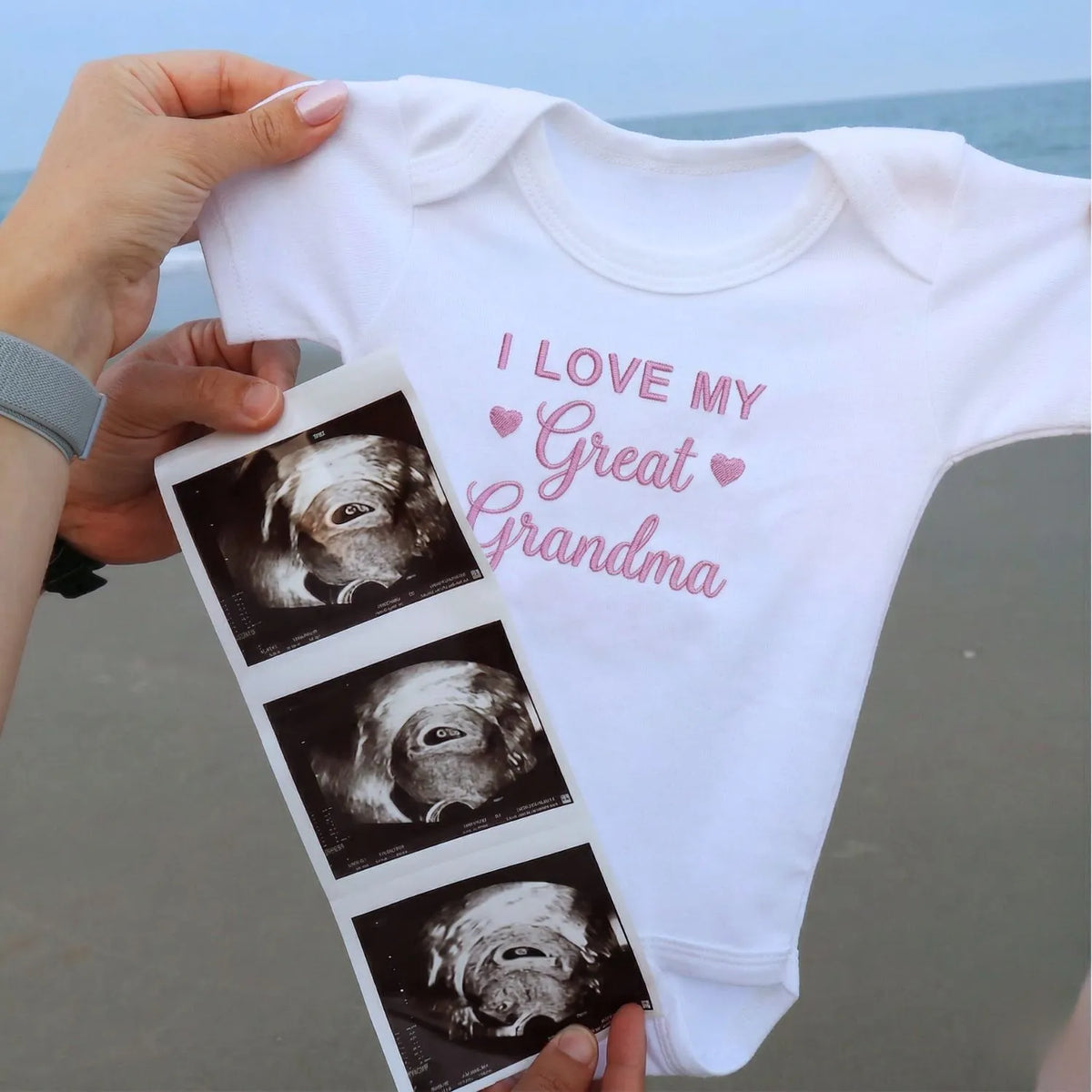 embroidered I love my great grandma baby onesie for pregnancy announcement gift soft cotton newborn outfit