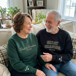Great Grandma and Great Grandpa Sweatshirts, Matching Embroidered Kid Name Crewneck, Gift for Great Grandparents